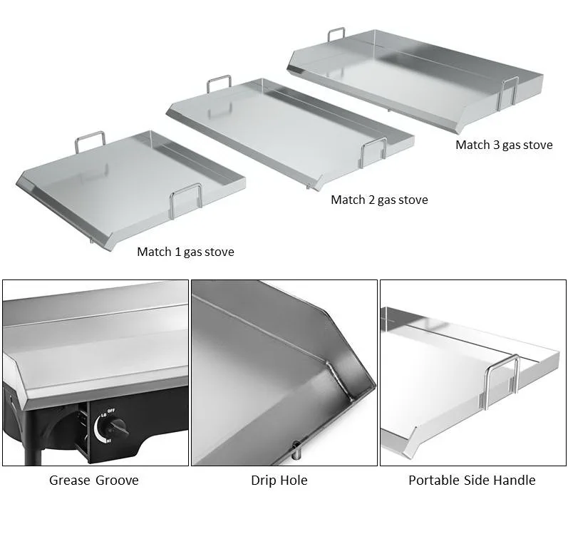 Universal Rectangle Gas Grill SS201 Plate Portable BBQ Cooking Pan with Two Handles