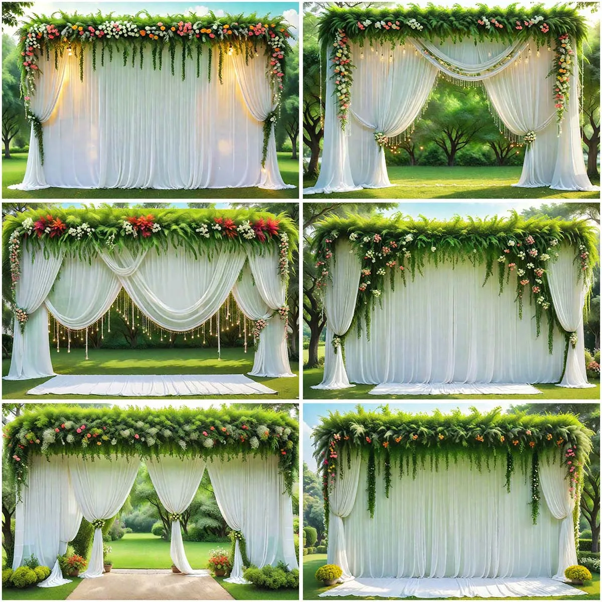 

MOON.QG Wedding Ceremony Reception Decorations Backdrop White Draping Fabric Ourdoor Photography Background Sign Party Photocall