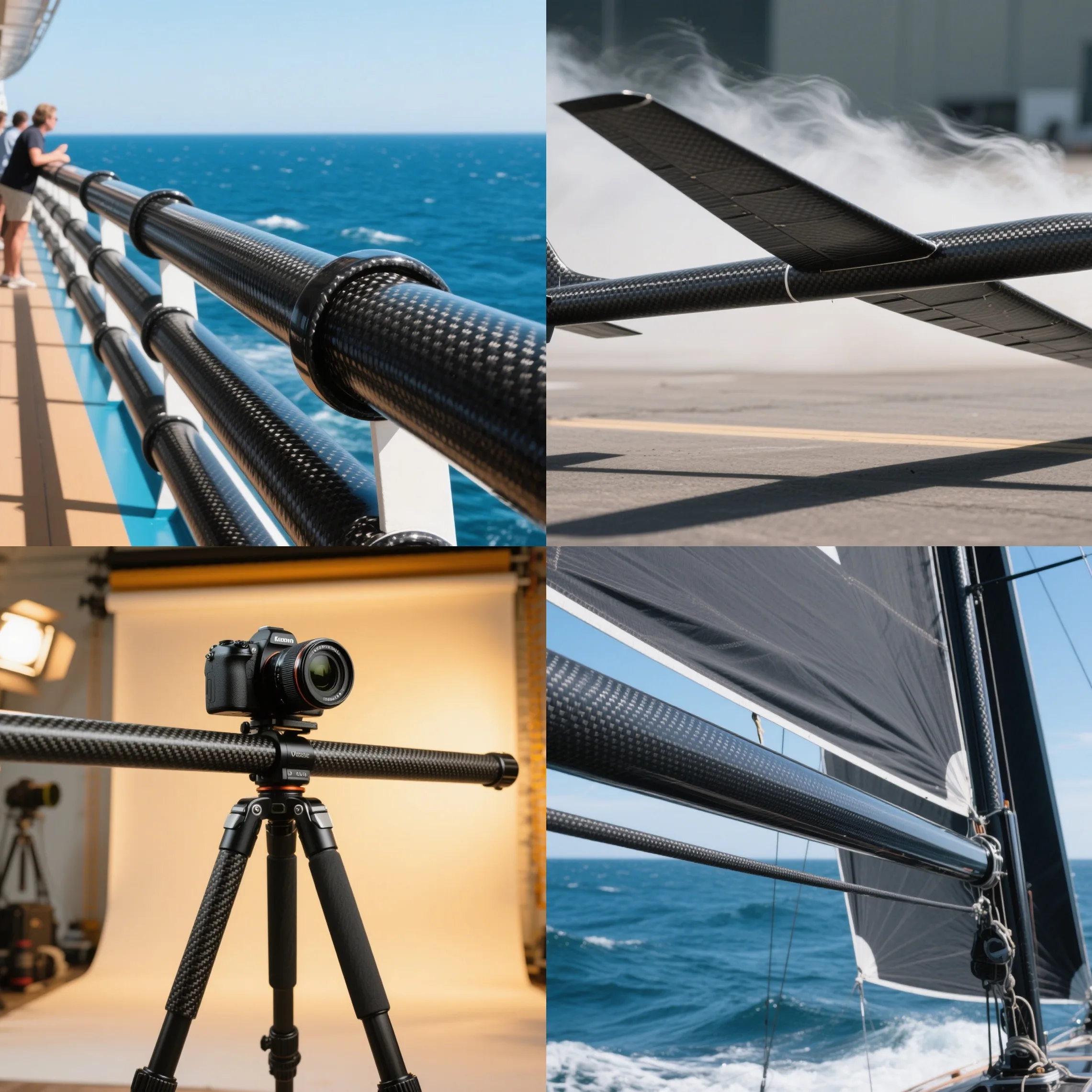 Lengte 500 mm 3k koolstofvezelbuis 80 ~ 114 mm Rolgewikkelde pijp / paal Lichtgewicht Hoge sterkte Fabriek directe verkoop