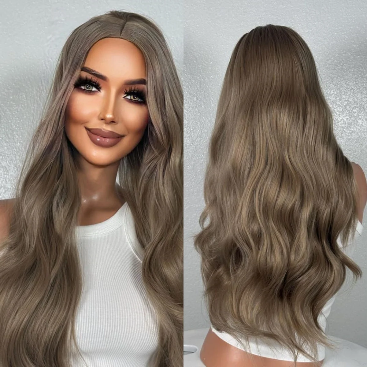 

Темно-коричневый волнистый парик для чернокожих женщин Синтетические парики с кружевным верхом Длинные предварительно выщипанные заводские дешевые бесклеевые парики Распродажа