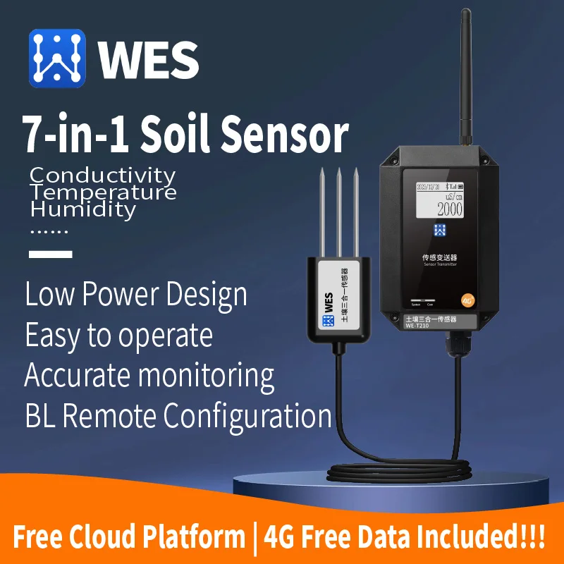 Custom 5m Cable 19000mAh Li-Ion ±0.5°C Accuracy 7-in-1 Soil Sensor IoT Split-Design For Livestock Farming