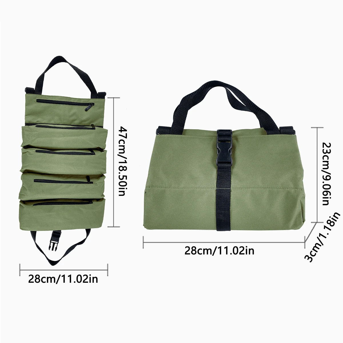 Tool Roll,Multi-Purpose Roll Up Tool Bag,Wrench Roll,Canvas Tool Organizer Bucket,Car First Aid Kit Wrap Roll Storage Case.-zmt