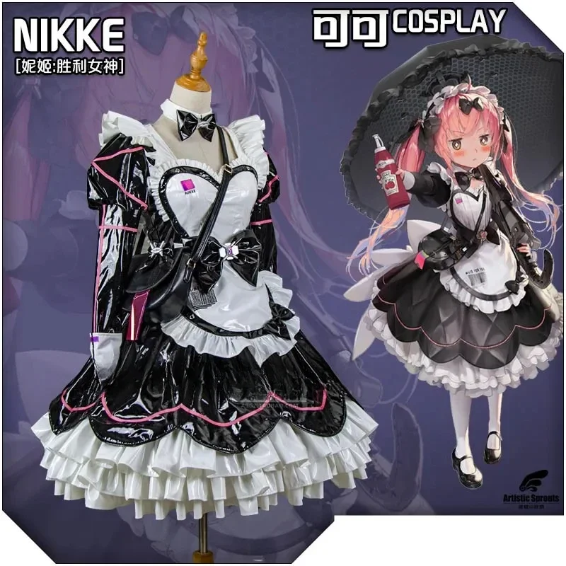 Nikke Cacau Cosplay Traje para Mulheres, Uniforme de Halloween, Cocorella Cosplay, Uniforme de combate bonito, Vestido Lolita