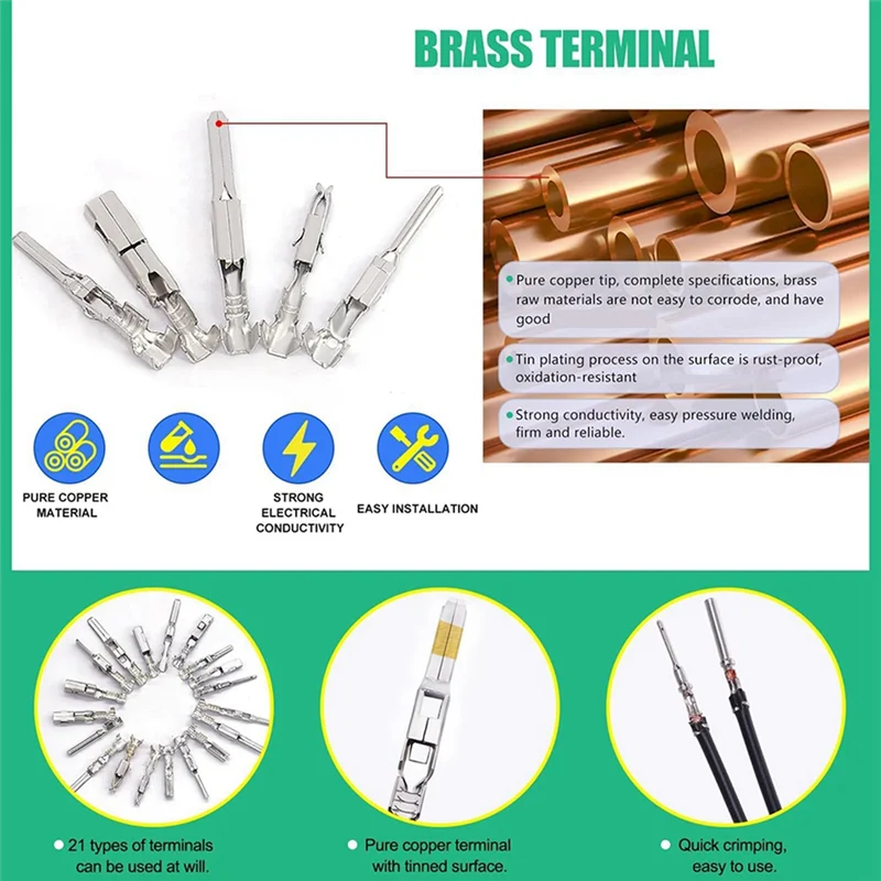 Stable-290PCS Automotive Wire Terminal Pinconnector 1-3.5Mm Non Insulated Plug Disassembly Male And Female Crimping Pins
