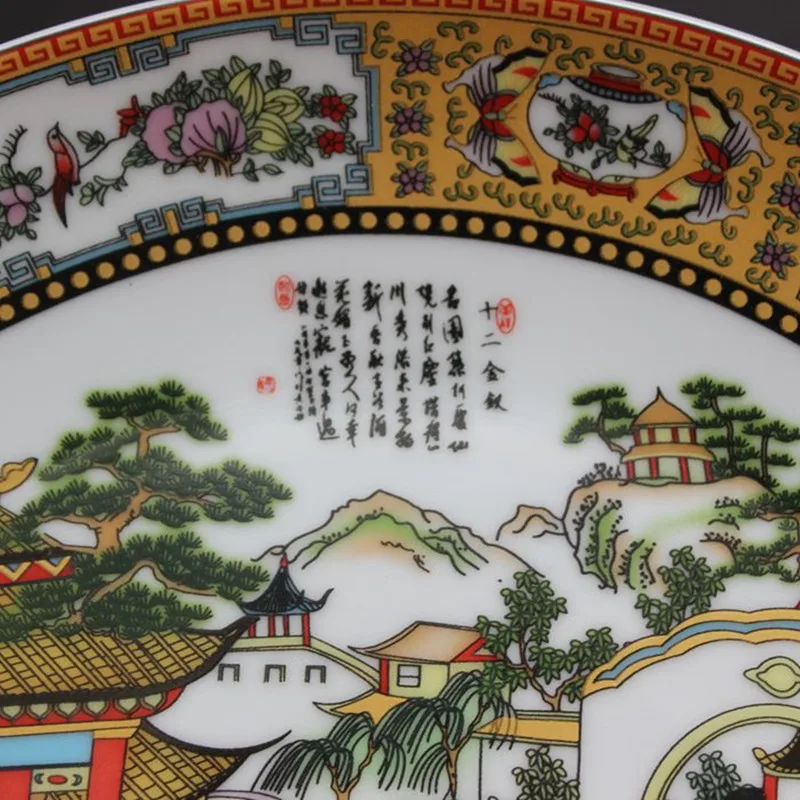 Qing Dynasty antique twelve gold hairpin plate Jingdezhen Ceramic hanging plate sitting plate living room home crafts plate