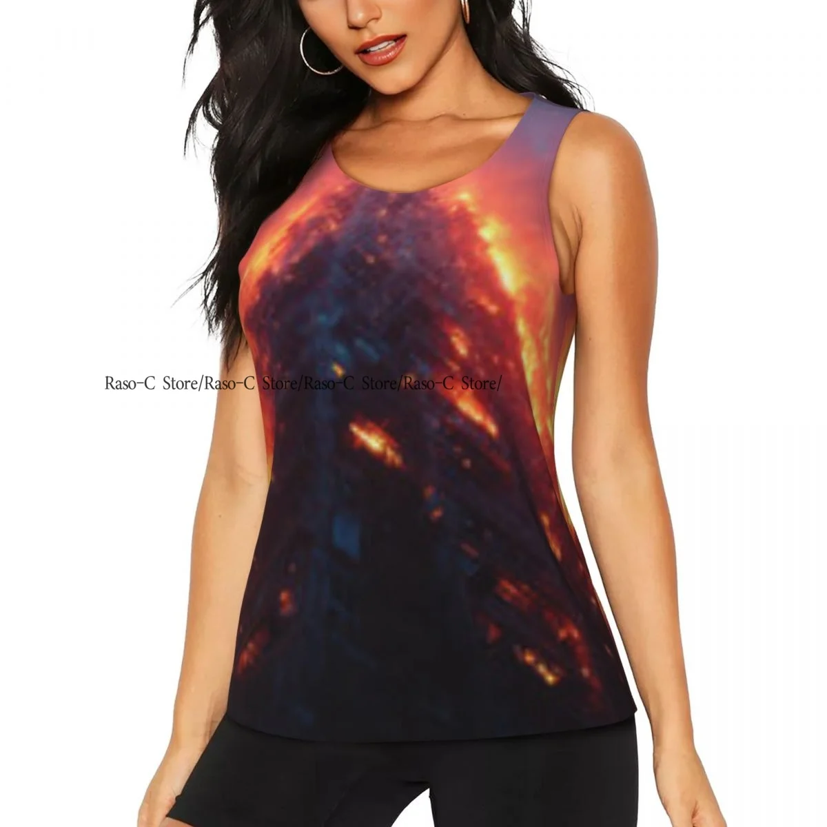 Women's Workout Tank Tops Quick Dry Sleeveless Athletic Shirts Dramatic Eruption Gym Yoga Tops