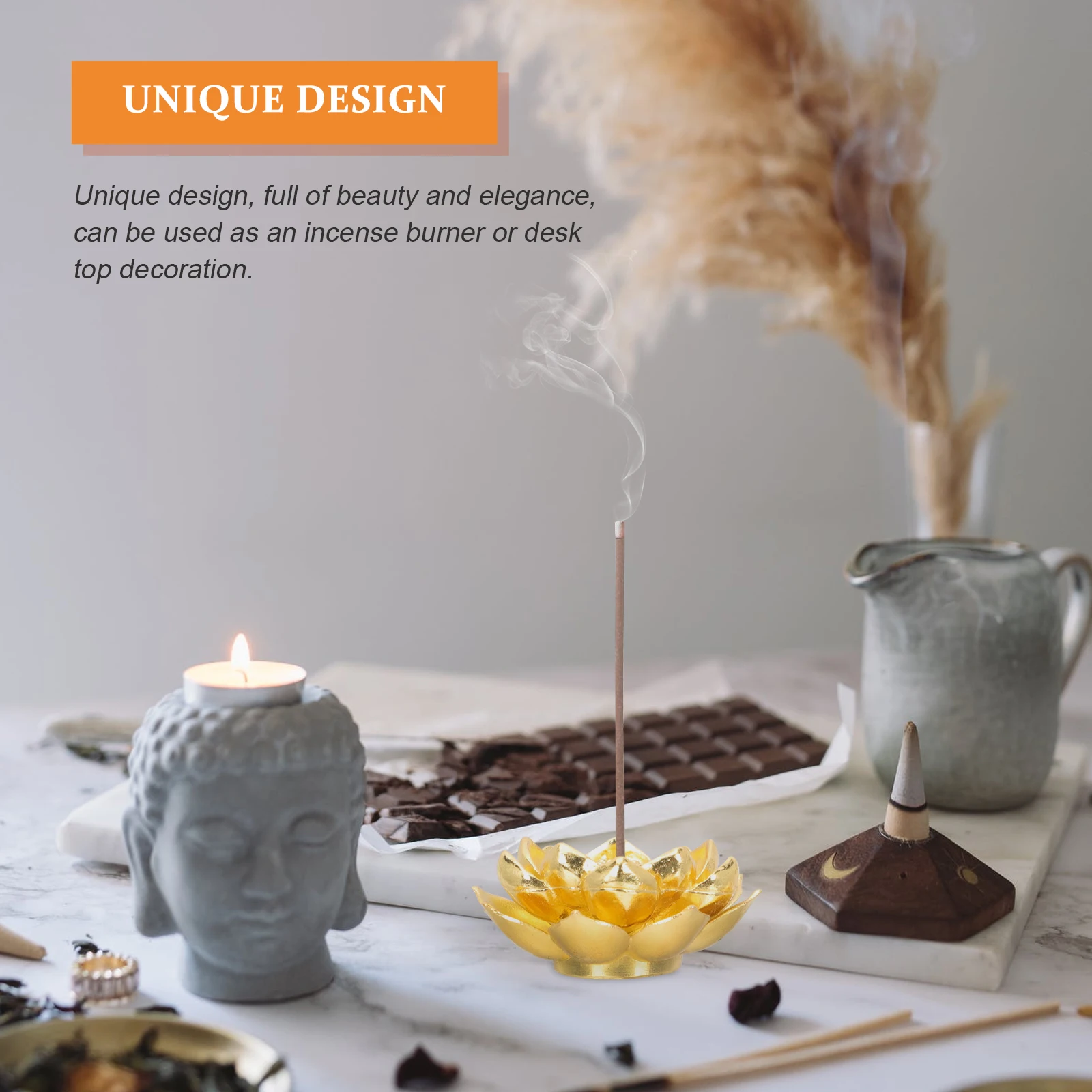 

4pcs Mini Copper Incense Stick Holder Non Slip Bottom Decorative Burner Aromatherapy Home Accessories