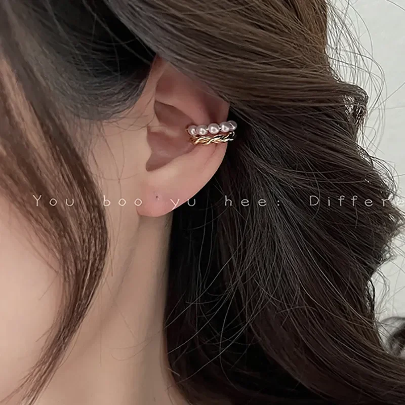French-Style Multi-Layer Pearl Beaded Clip Earrings for Women 2026 Temperament Ear Bone Clip Without Holes Jewelry Accessories
