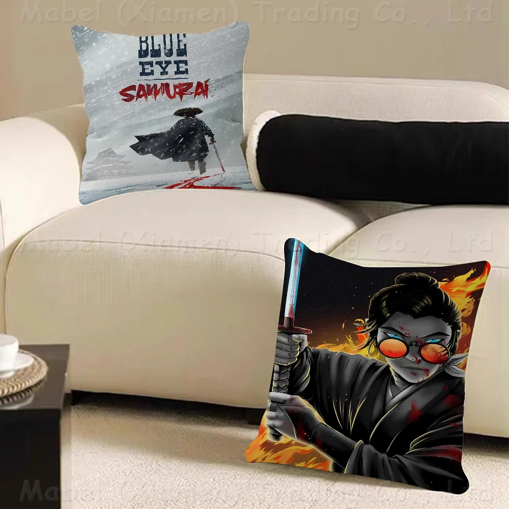 Blue Eye Samurai Anime Pillow Gift Home Office Decoration Bedroom Sofa Car Cushion Cover Case 45x45