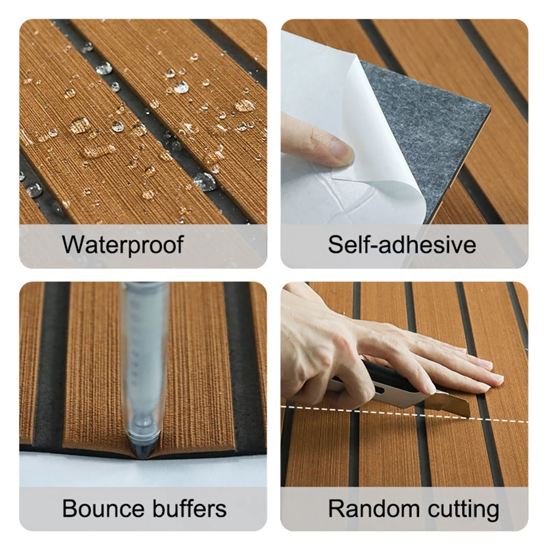 EVA Foam Boat Marine Flooring Faux Teak Boat Decking Mat 450x2400x6mm Anti Skid Yacht Flooring Mat Self Adhesive Vehicle Pad