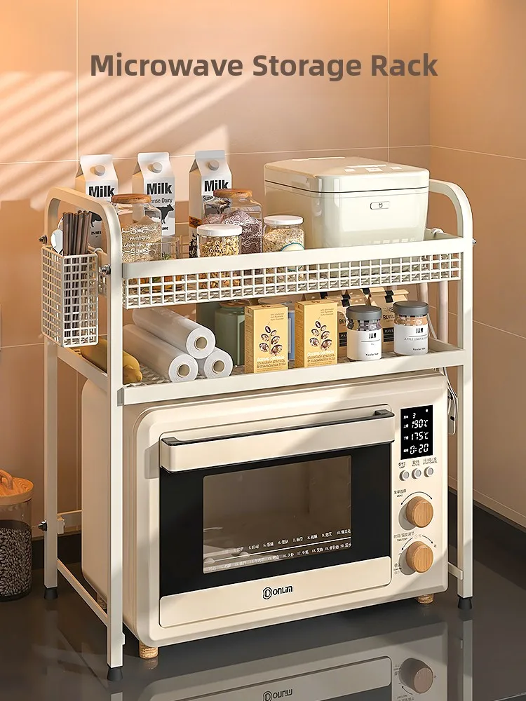 

Kitchen Multi-Functional Storage Ra Microwave Oven Stand Home Use Seasoning Bottle Multi-Layer Organizer Carbon Steel