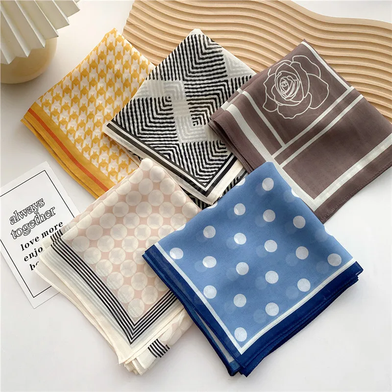 Geometry Dot Flower Long Thin Gauze Scarves Neckerchief  Women Travel Camping Sun Protective Bandanas Scarf Wraps Shawl Headband