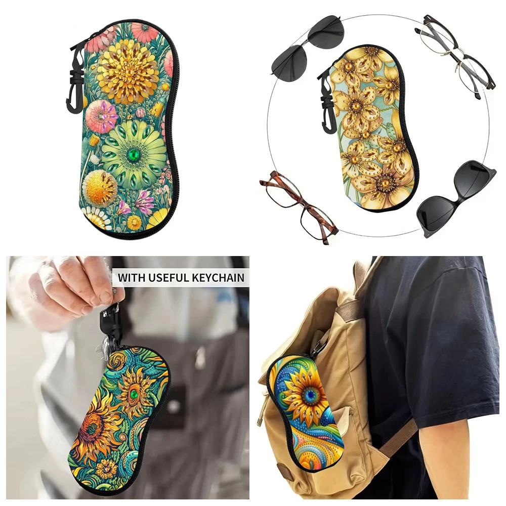 Estuche para gafas de sol con diseño de diamante, bolsas de almacenamiento de gafas de cuero PU para uso diario, transporte de viaje, regalos para amigos y familiares, 1 ud.