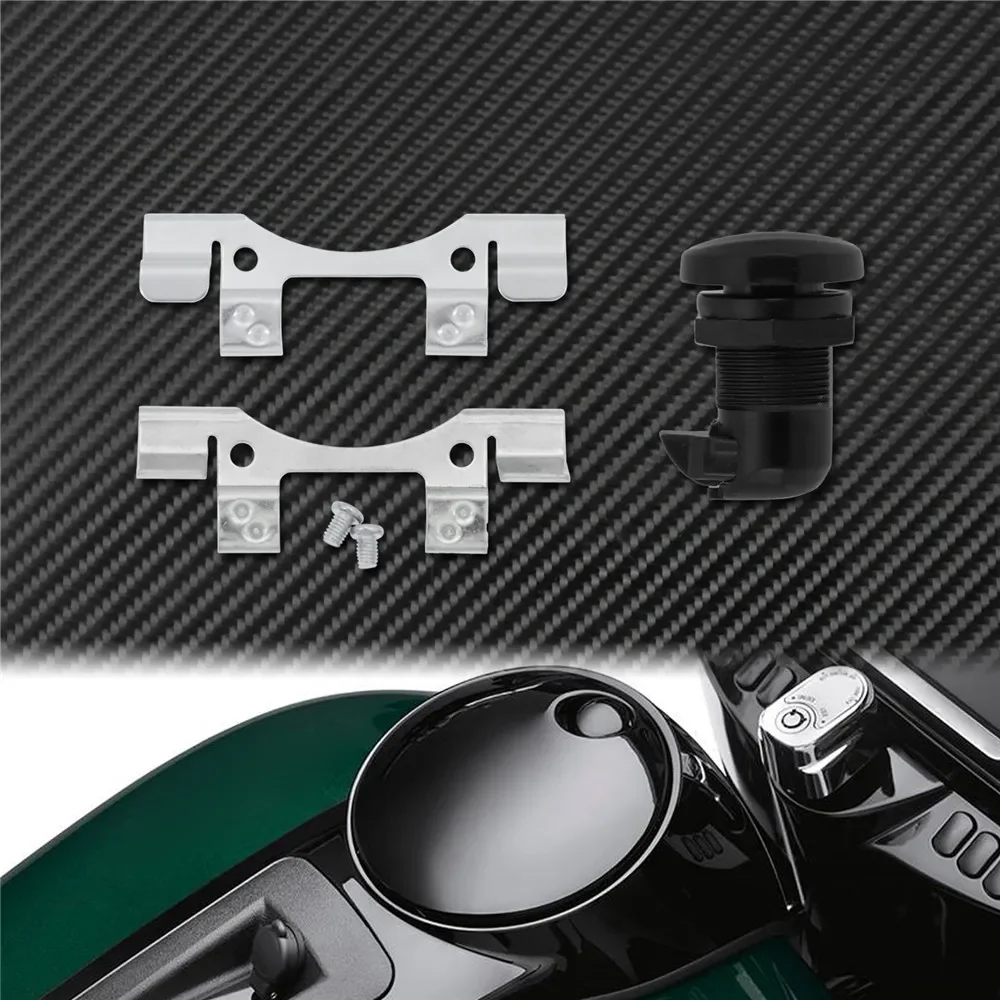 Motorcycle CNC Fuel Door Latch Push Button Gas Oil Cap Tank For Harley Touring Street Glide Electra Glide Road Glide 1992-2025