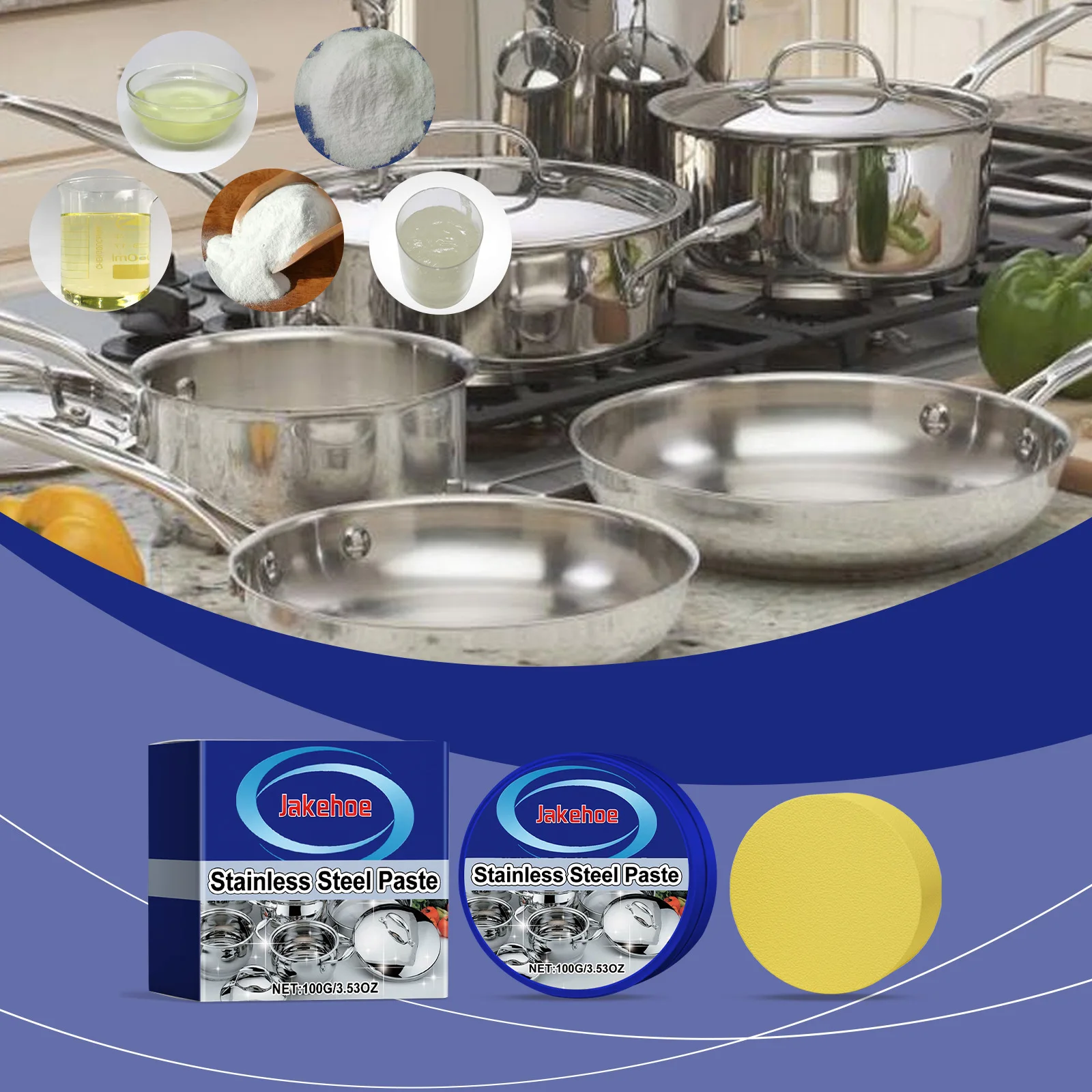 

Stainless Steel Cleaner Paste - Removes Grease, Rust & Burn Marks From Cookware & Stovetops, Restores Shine, Safe for Daily Use