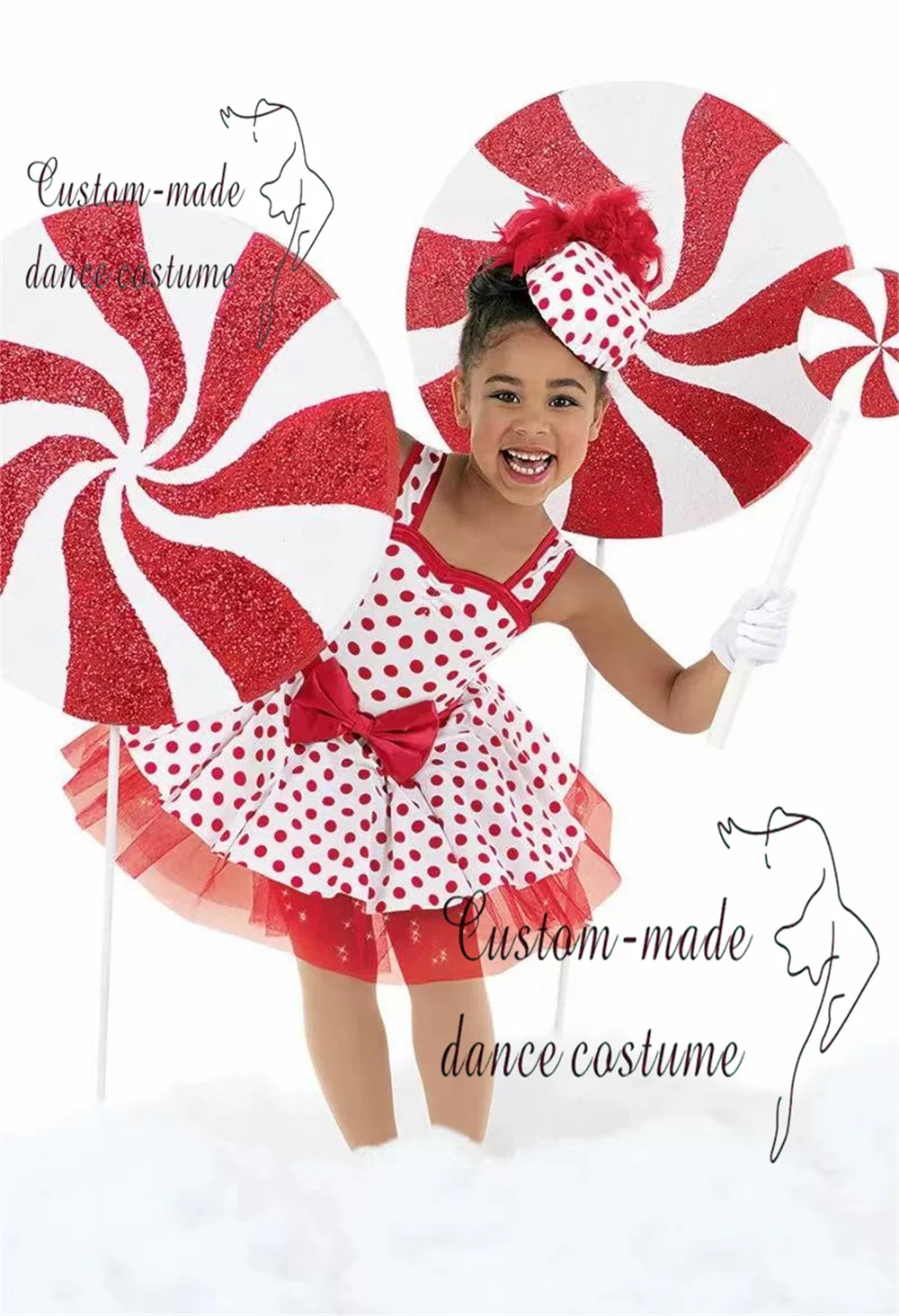 

Волосся в комплекте! Очаровательное и белое платье в горошек, милый танцевальный костюм для девочек