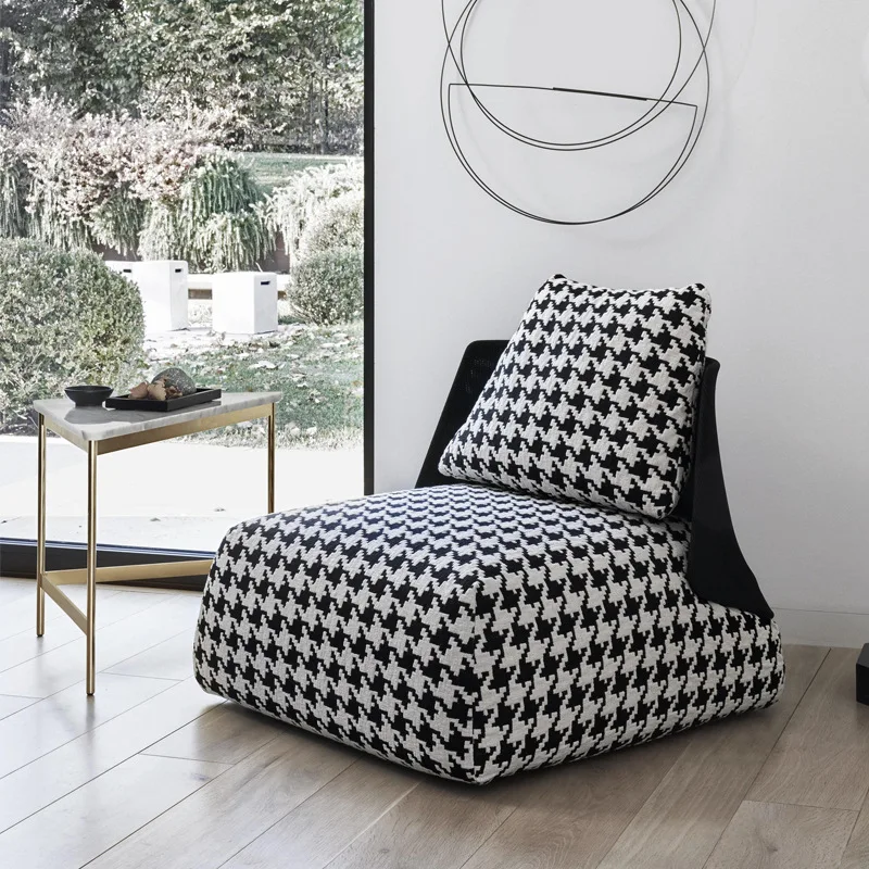 Houndstooth single sofa chair Italian simple modern lounge chair living room balcony ins wind back seat