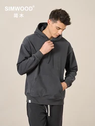 SIMWOOD-Sweats à capuche en tissu surdimensionné pour hommes, pulls grande taille, document solide lavé, basique, PVD, 2024g, automne, nouveau, 360