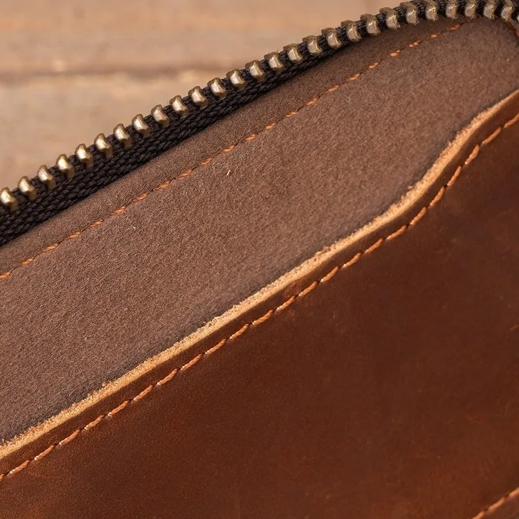 1134 Unisex household leather key bag with waist hanging, large capacity Crazy Horse leather key bag, retro card bag