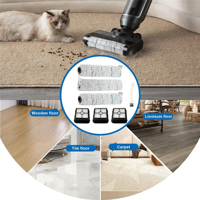 Cepillo y filtros de repuesto estable para piezas de aspiradora Bissell Crosswave Max y Crosswave 2554 2590, reemplaza 1618641 y 1608684