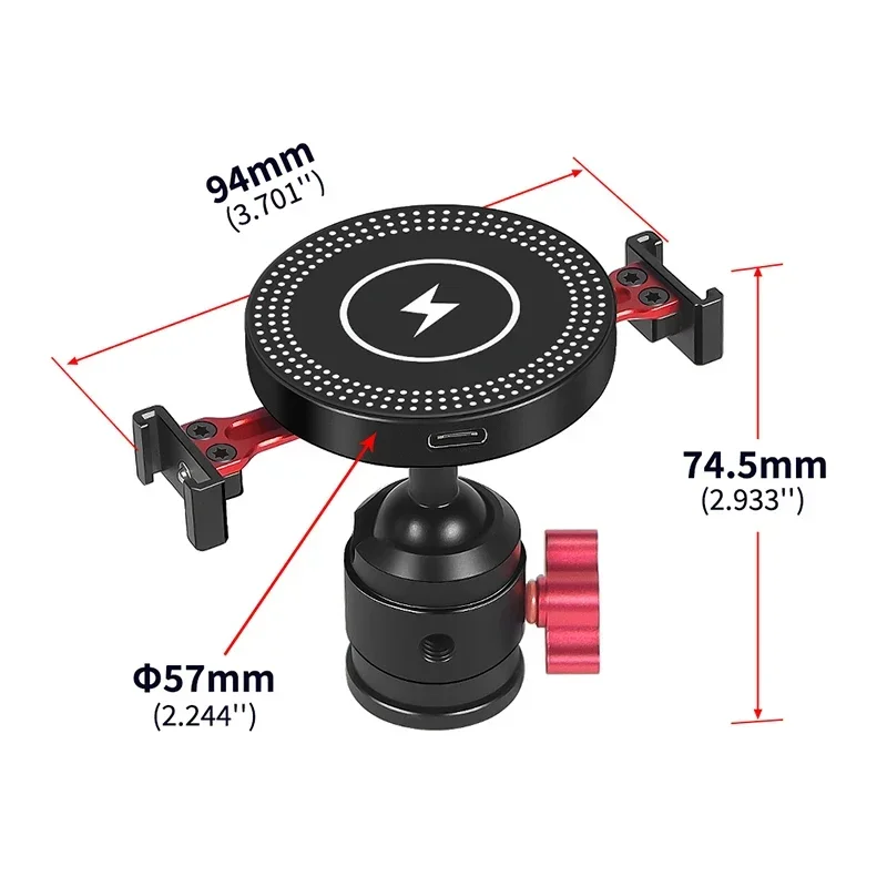 Soporte para teléfono con ventosa magnética Powerwin, orificio para tornillo de 1/4, cabezal de bola para montaje en trípode con cerradura, zapata fría para soporte de trípode MagSafe