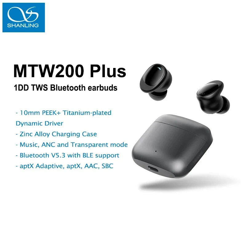 SHANLING MTW200 Plus TWS Ture Wireless 5.3 Наушники 10 мм PEEK + Titanium-PlaEarphone Водонепроницаемые спортивные наушники Aptx AAC SBC