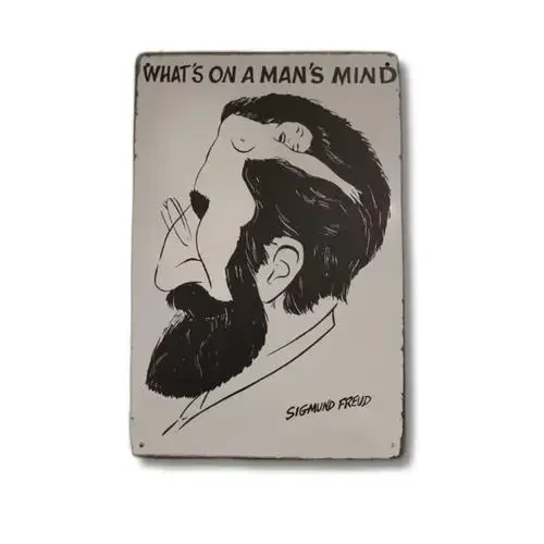Funny Sigmund Freud Tin Sign is What's on a Man's Mind Picture