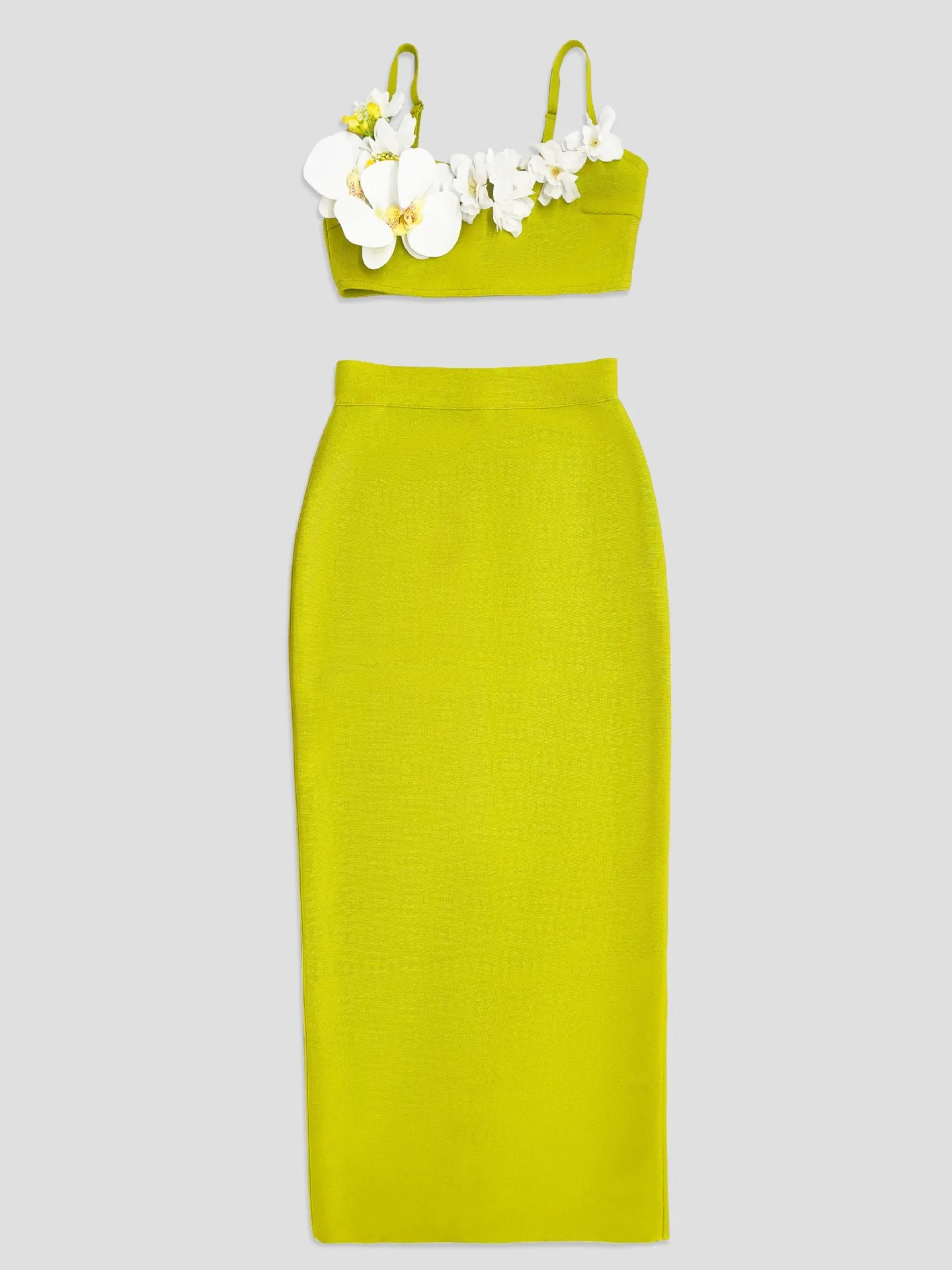 

Small Fresh Three Dimensional Flower Strap Evening Dress Party Seaside Vacation Style Set Skirt