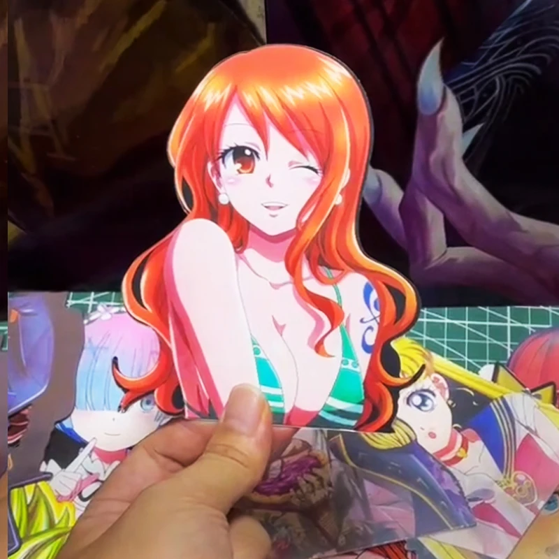 Jednoczęściowa Anime 3D soczewkowa naklejka wodoodporna na samochody, Laptop, lodówka, walizka, ściana, deskorolka itp. zabawka na prezent