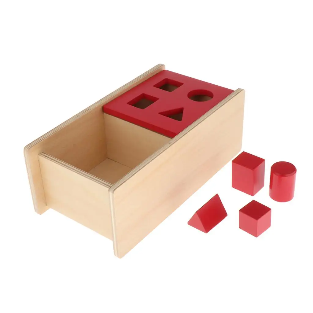 Montessori Imbucare Box Geometry Toys Toddlers Red 0-3 Years Old