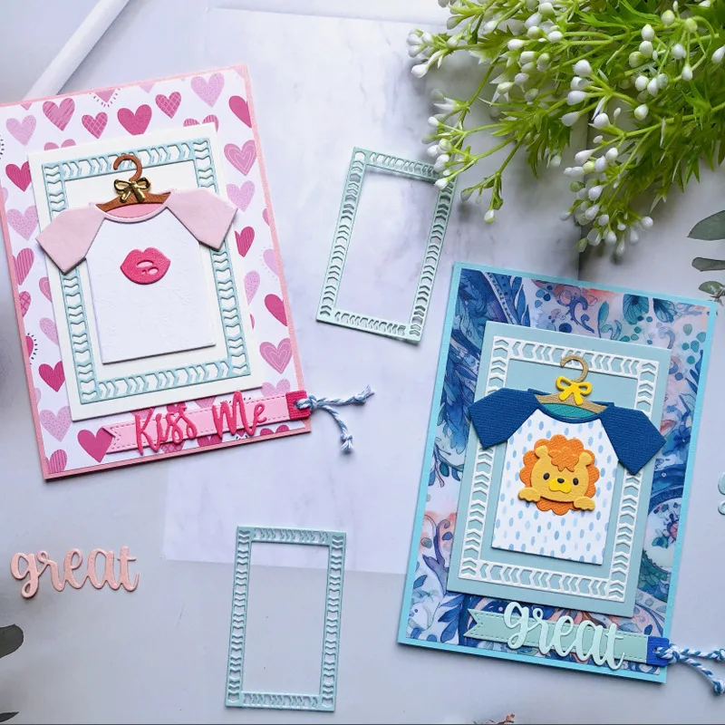 Baby Clothes Hanger Metal Cutting Dies Animal Baby Decor Lace Frame Die Cuts for DIY Scrapbooking Album Baby Shower Greeting