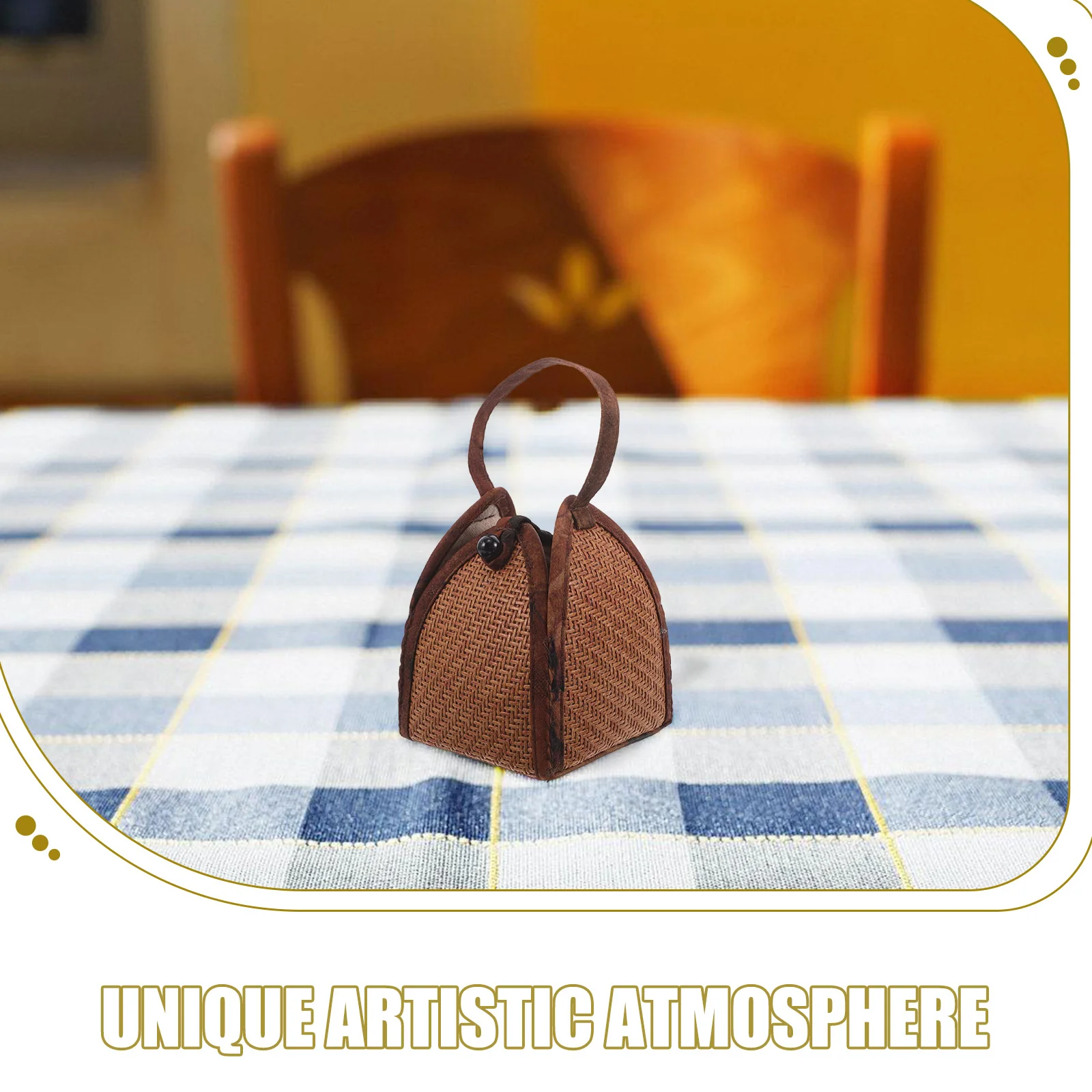 차 컵 보관 가방 손으로 짠 라탄 정리함 두꺼운 천 안전한 잠금장치 휴대용 손잡이 야외 여행용 일본 차