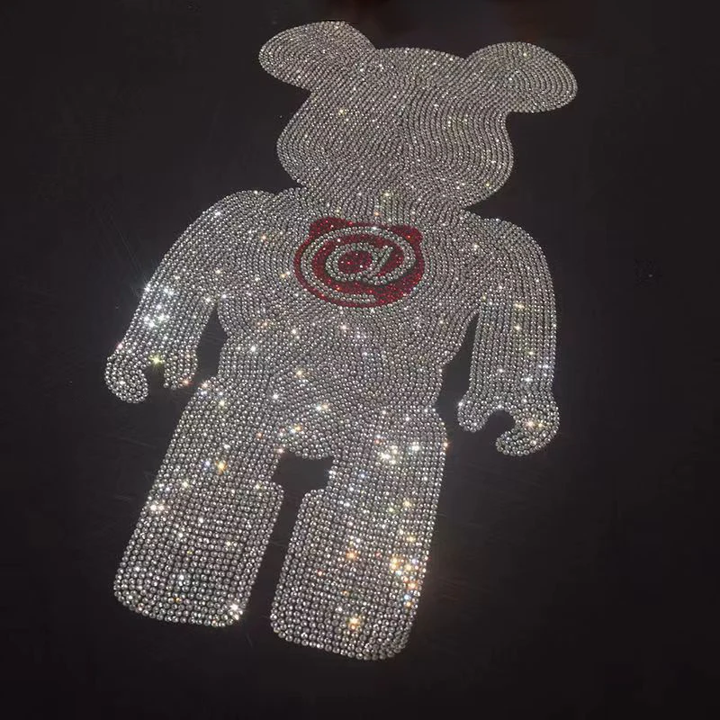 Sparkling Cute Bear Rhinestone Iron-On Transfer Decals - Diy Bling For T-Shirts, Sweatshirts, Quick-Dry Sportswear & Home Decor