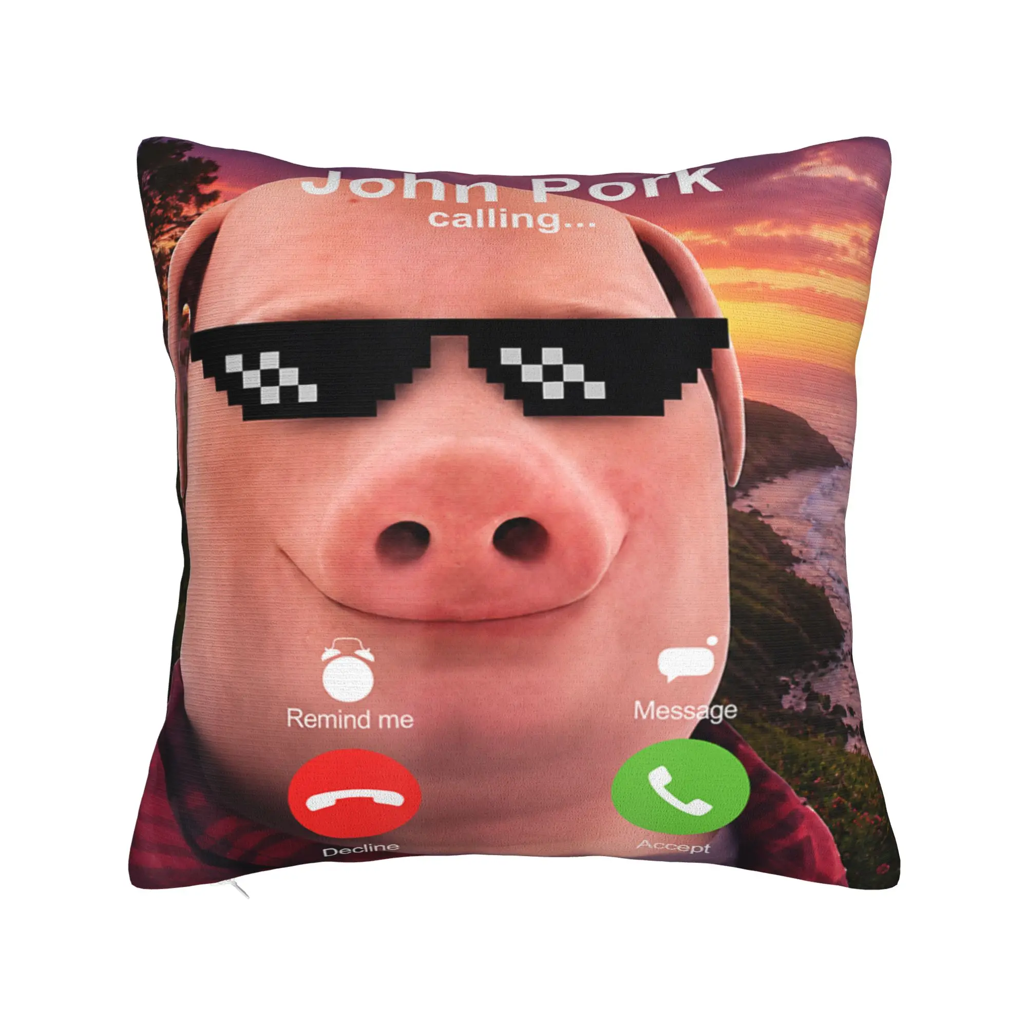 John Pork Calling Decline Accept Incoming Call John Pork Pillow Case Vintage Pillow Cover Graphic Pillowcases For Home Decor