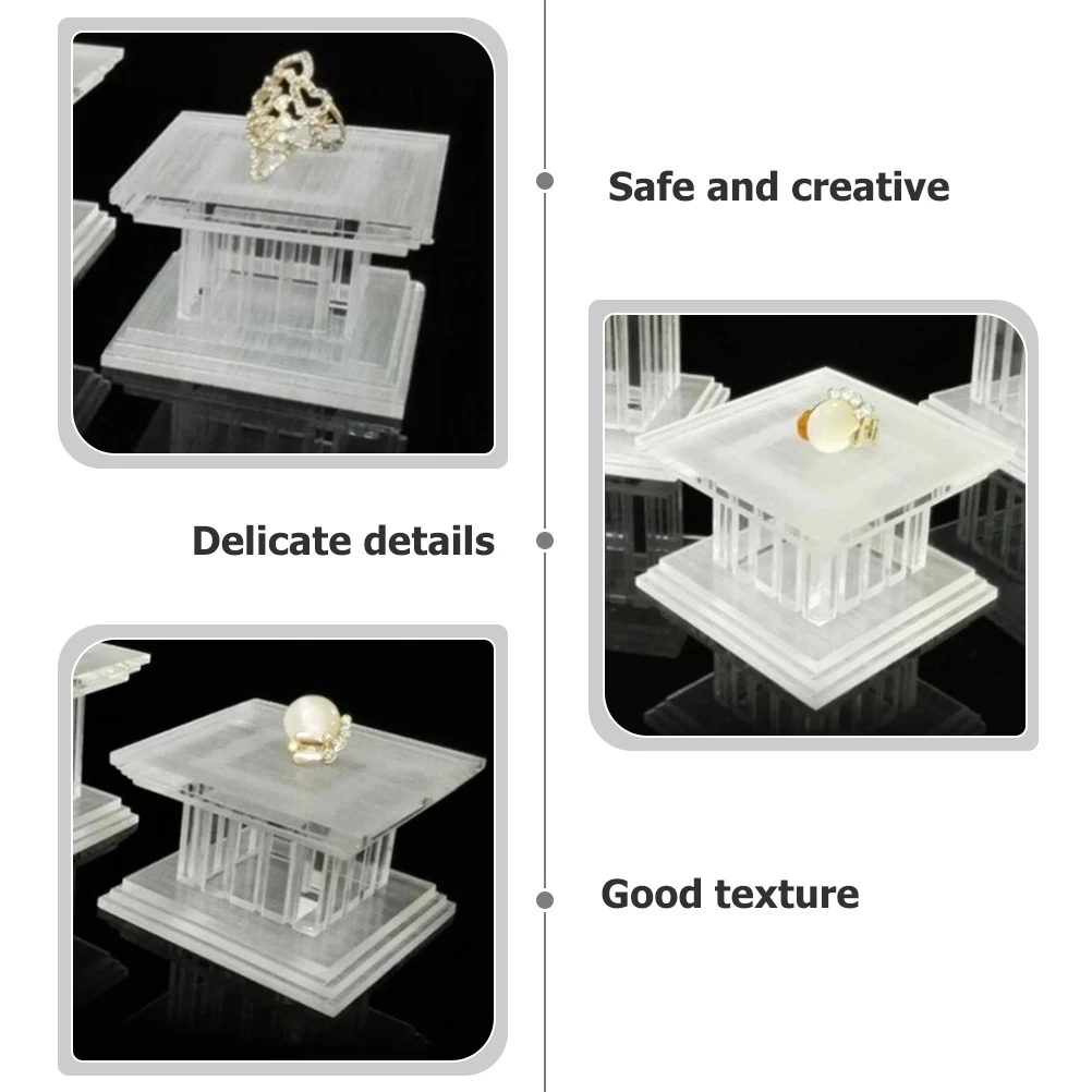 3pcs Tabletop Jewelry Display Stand Multi-use Action Figurine Display Holder Acrylic Roman Pillar Pedestal Transparent Shelf NEW