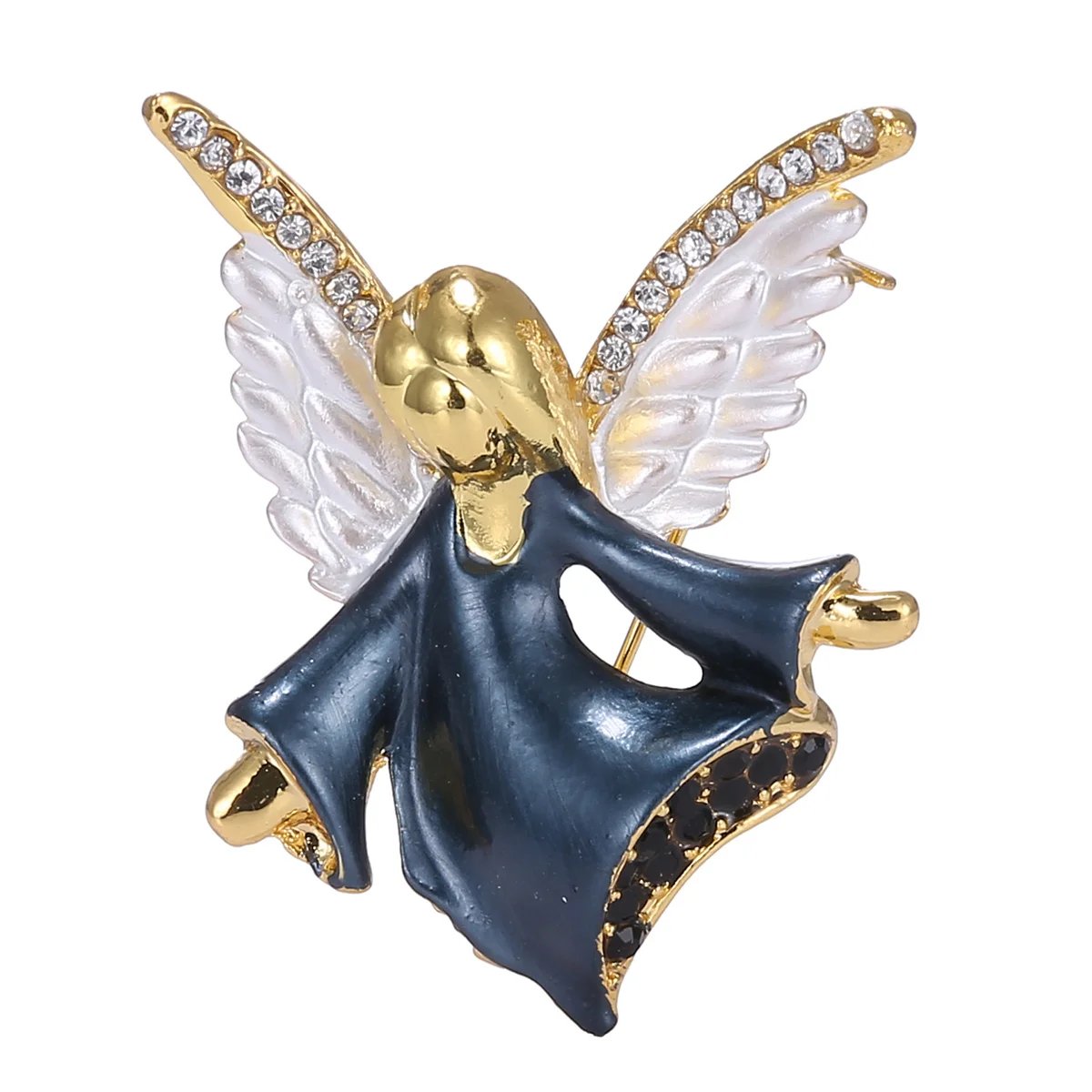Rinhoo Musik Engel Fee Broschen für Frauen Vintage weiße Engels flügel Weihnachts figur Emaille Pins Neujahr Geschenke Weihnachts schmuck – Detail 13