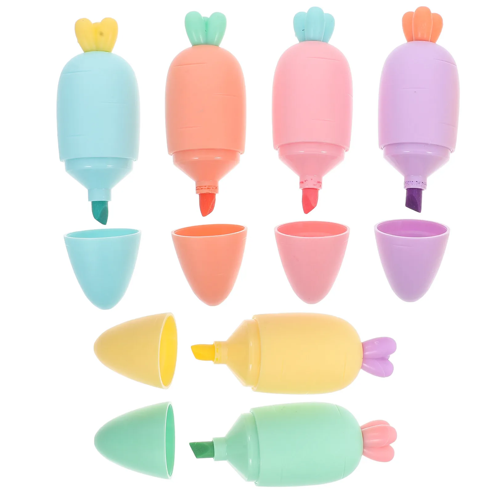 

6Pcs Mini Fluorescent Highlighters Carrot Shape Highlighter Pens Pastel Colors Quick Drying Back to School Supplies