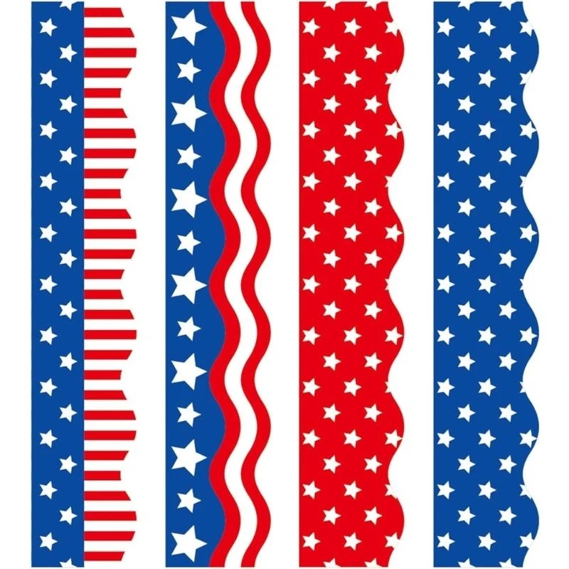 Indépendance Day Border Trim Sticker Wall Sticker 4,59ftx65mm Whiteboard Border Border Sticker for Chalkboard Classroom W8EC