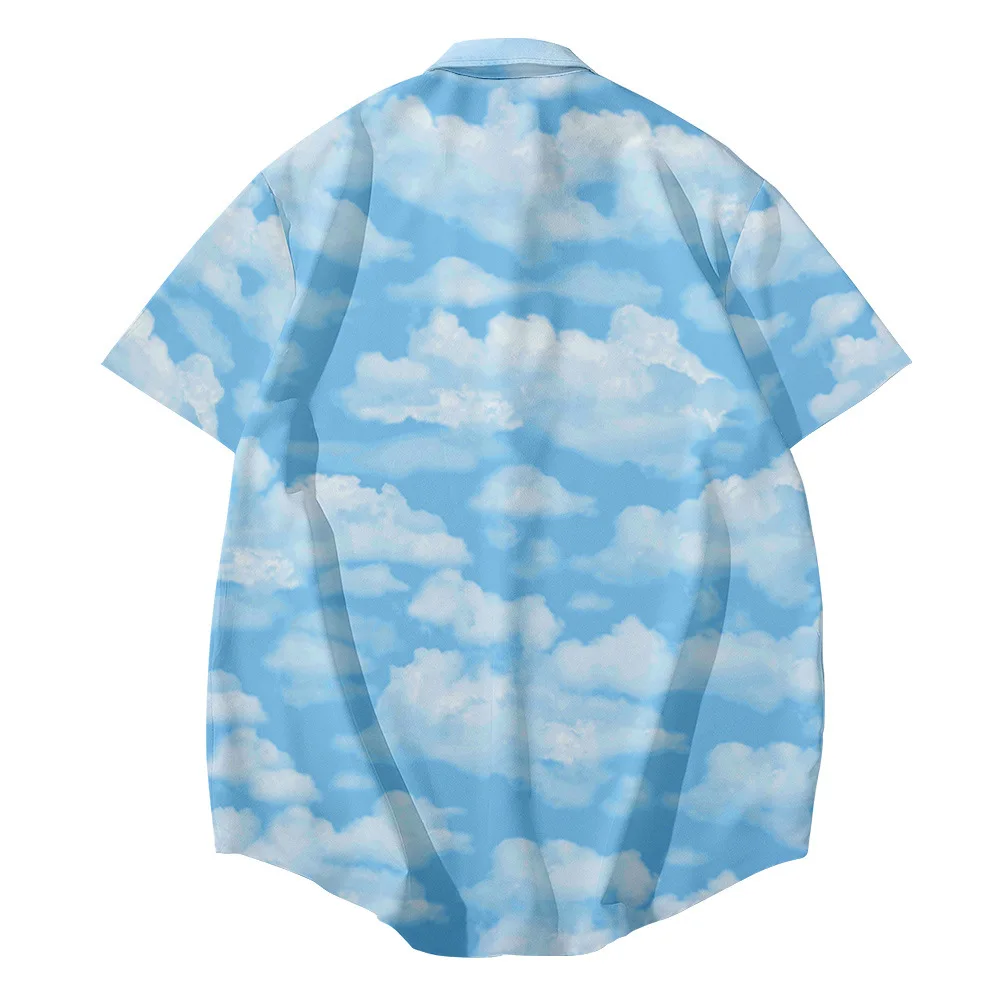 New Hawaii Shirts Cloud Pinrt Streetwear Beach Vintage 3D Print Hawaiian Summer Casual One Button Shirts for Men And Women