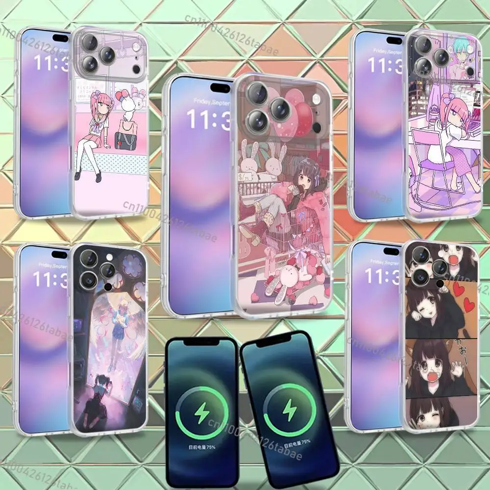M-Menhera C-Chan Girl Cute  Phone Case For iPhone 18,16,14,11,17,13,15,12,Air,Plus,Pro,Max,E,Mini Frosted for Magnetic Wireless