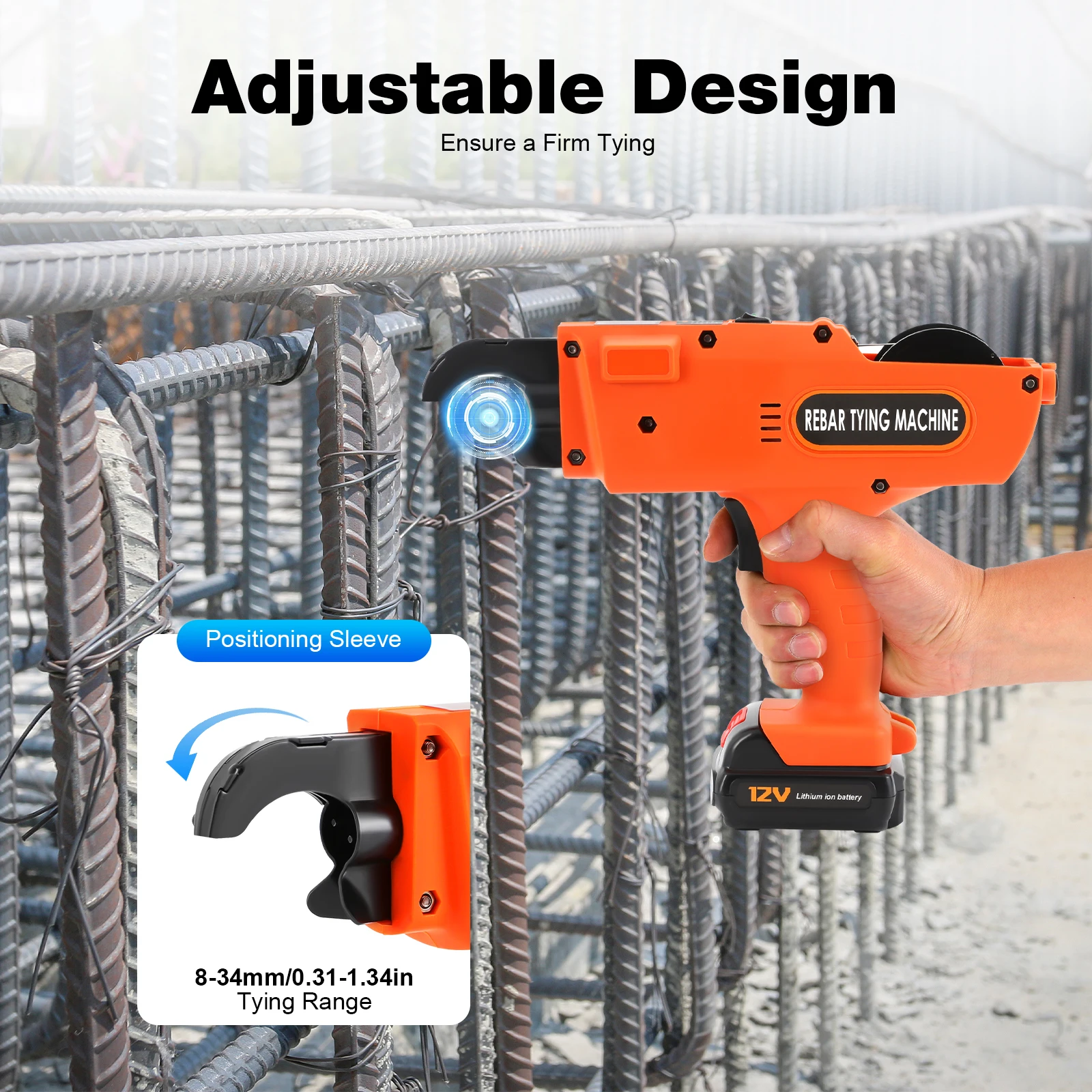 Automatic Handheld Rebar Tying Tool, 8-34mm Rebar Tying Machine, Reinforcing Steel Tying Machine