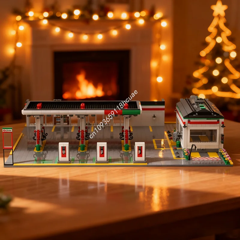 

7677 шт. MOC АЗС, без контакта, автомойка, городская модель, строительные блоки, строительные блоки, сделай сам, кирпич, Рождественский подарок, детская игрушка, день рождения