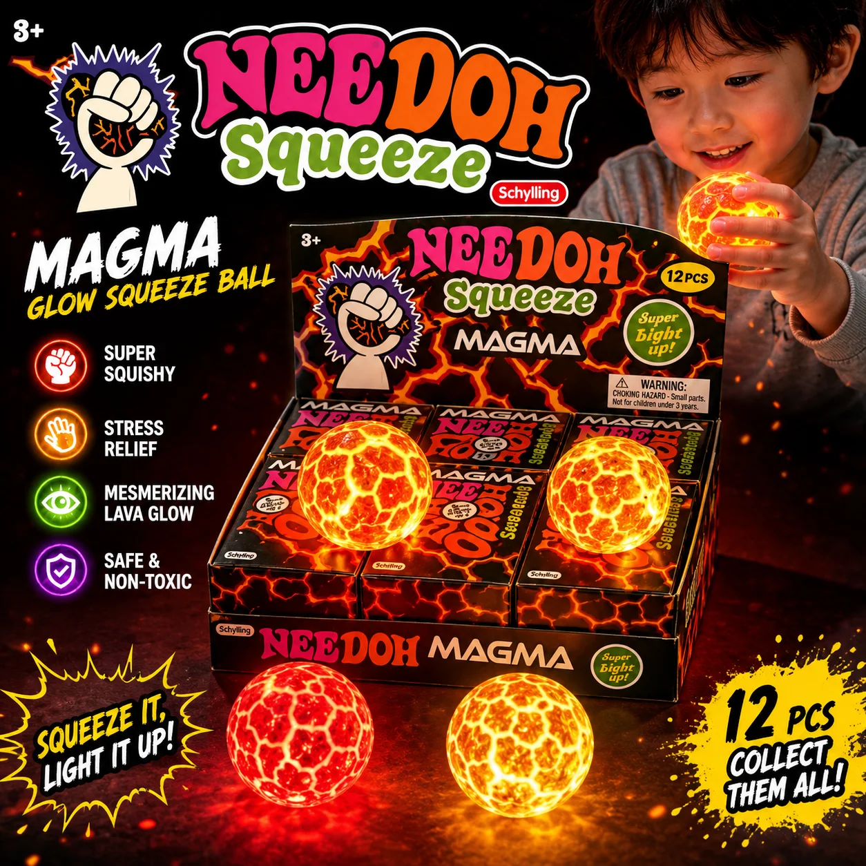 Needoh 2026 New Flash Meteorite Ball Decompression Toy with Pinch  Feature Slow Rebound Maltose Artifact for Stress Relief