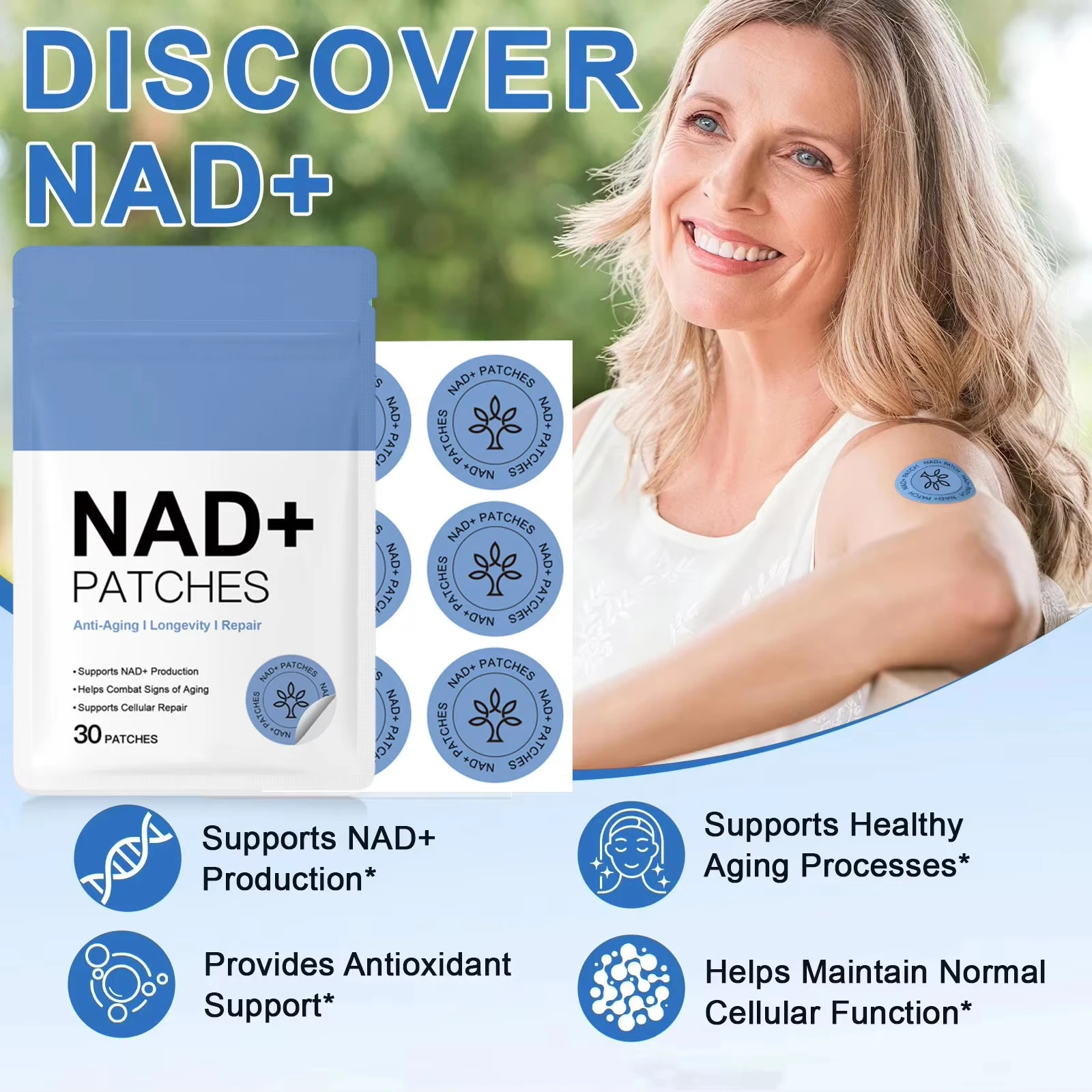 NAD+ Weight Management Assistance Patch Easy To Use Body Weight Loss Sticker Body Care Patch Nourishing Revitalizing Patches