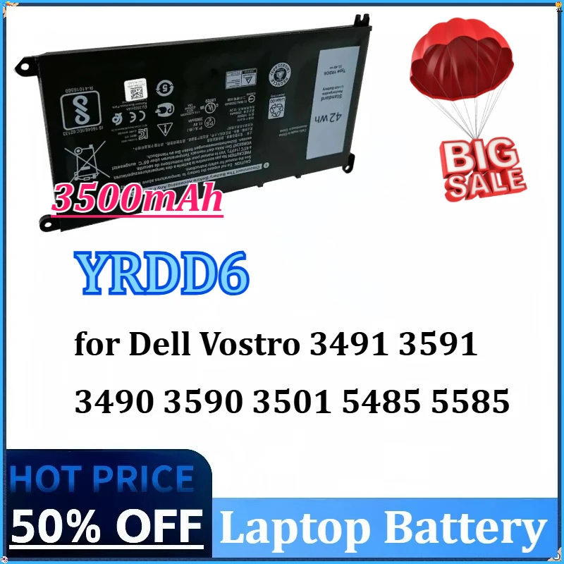 

New 3500mAh YRDD6 1VX1H P90F Laptop Battery for Dell Vostro 3491 3591 3490 3590 3501 5485 5585 5481 5482 5485 5491 5591