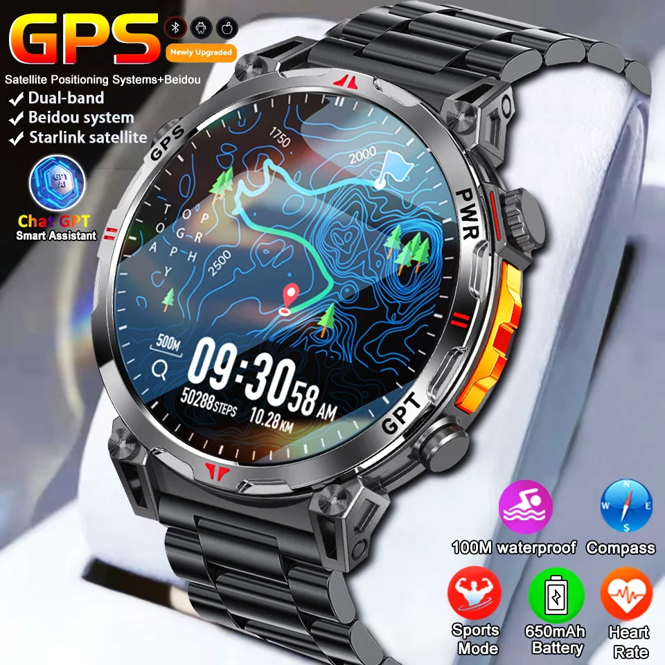 

2025 НОВЫЙ оригинальный T-REX3 Bluetooth Call Смарт-часы Военные уличные GPS Компас Высотомер 100 м/IP69 Фитнес SmartWatch