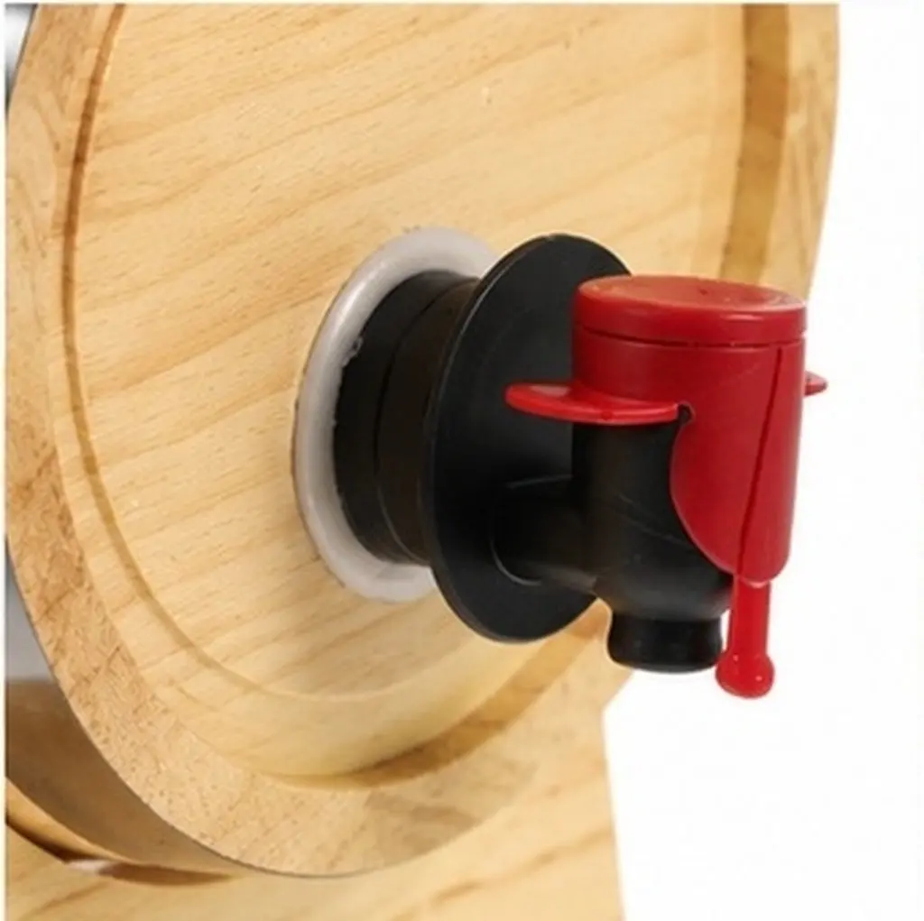Oak Wooden Wine Barrel with Stand Spigot and Bung for Drink Aging Beer Storage Dispenser Red 1 Piece