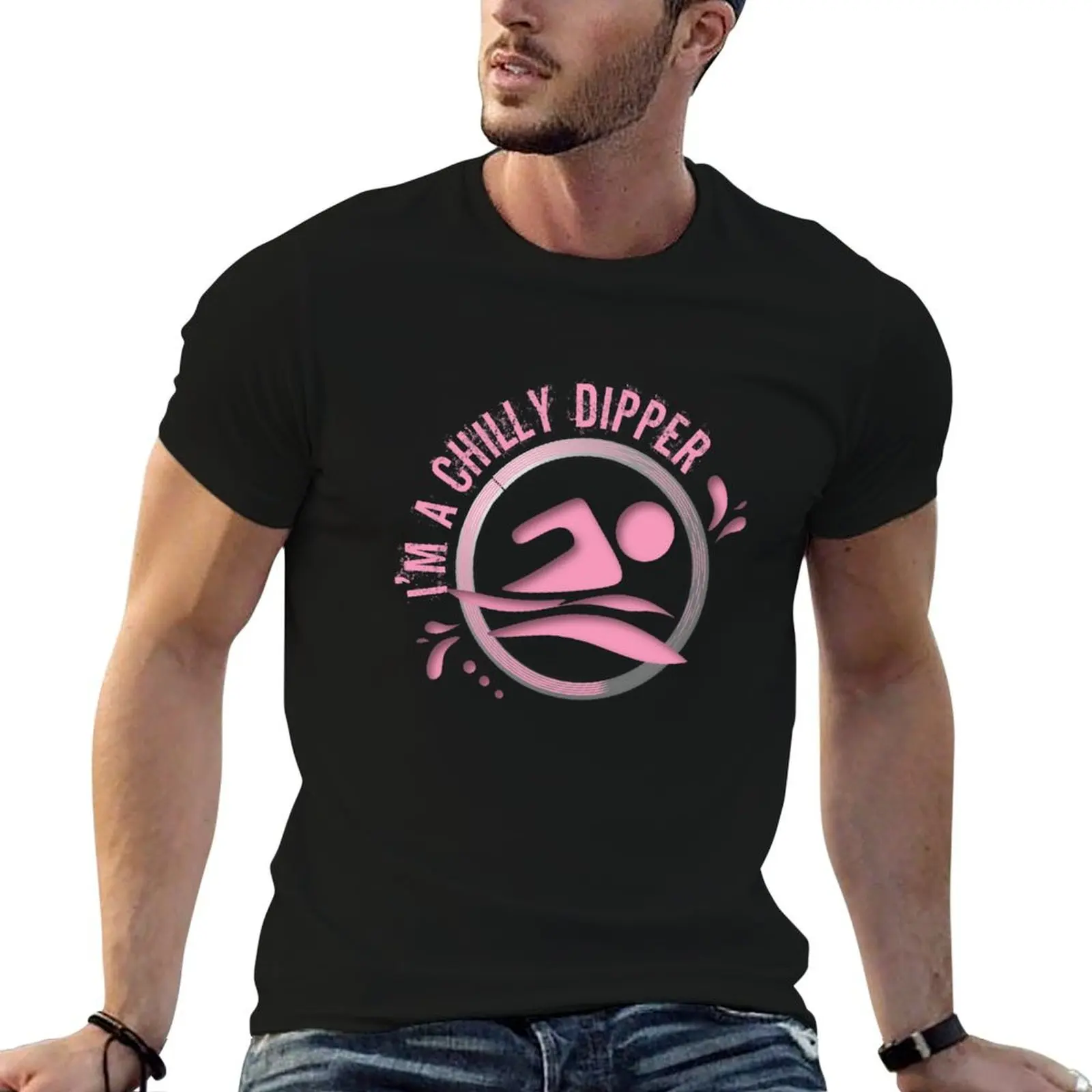 Wild open water swimming, winter bathers and surfers. Chilly Dipper for swimmer swim lovers. Caroline Laursen Original T-Shirt