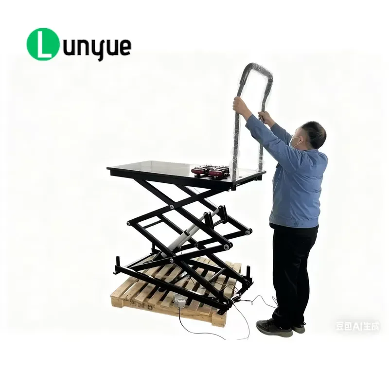Electric Height Adjustable Steel Lift Table with Wheels and Handles Modern Design for Office Home Workshop Easy Mobility