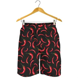 Pantaloncini corti con motivo a peperoncino colorato pantaloncini da spiaggia larghi moda uomo pantaloncini da Surf stampati in 3D estivi pantaloncini da bagno